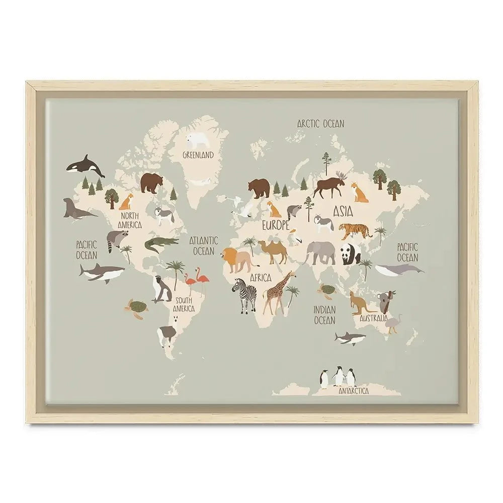 Nursery World Map Canvas Print Nursery World Map Canvas Print wall art product Treechild