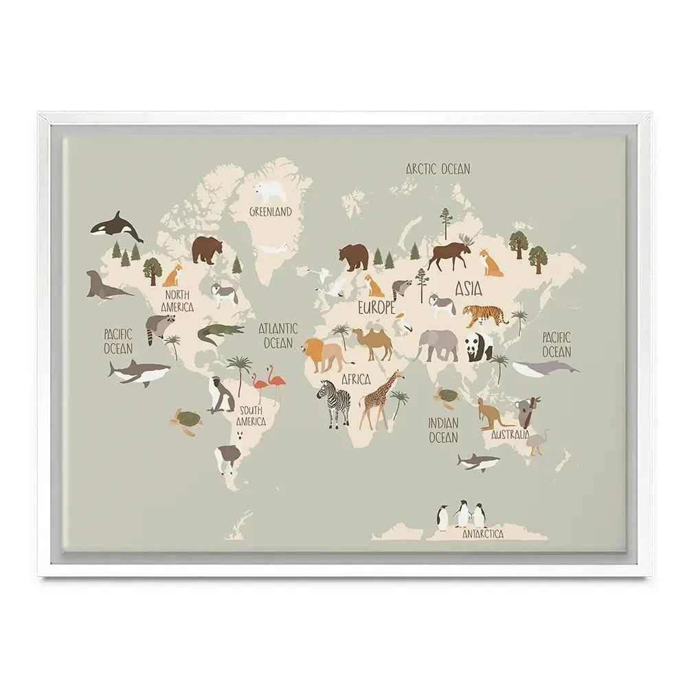 Nursery World Map Canvas Print Nursery World Map Canvas Print wall art product Treechild