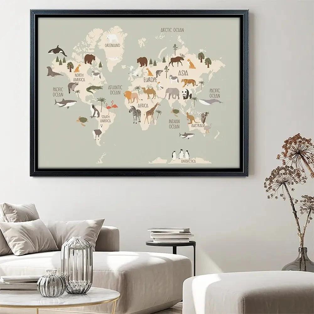 Nursery World Map Canvas Print Nursery World Map Canvas Print wall art product Treechild