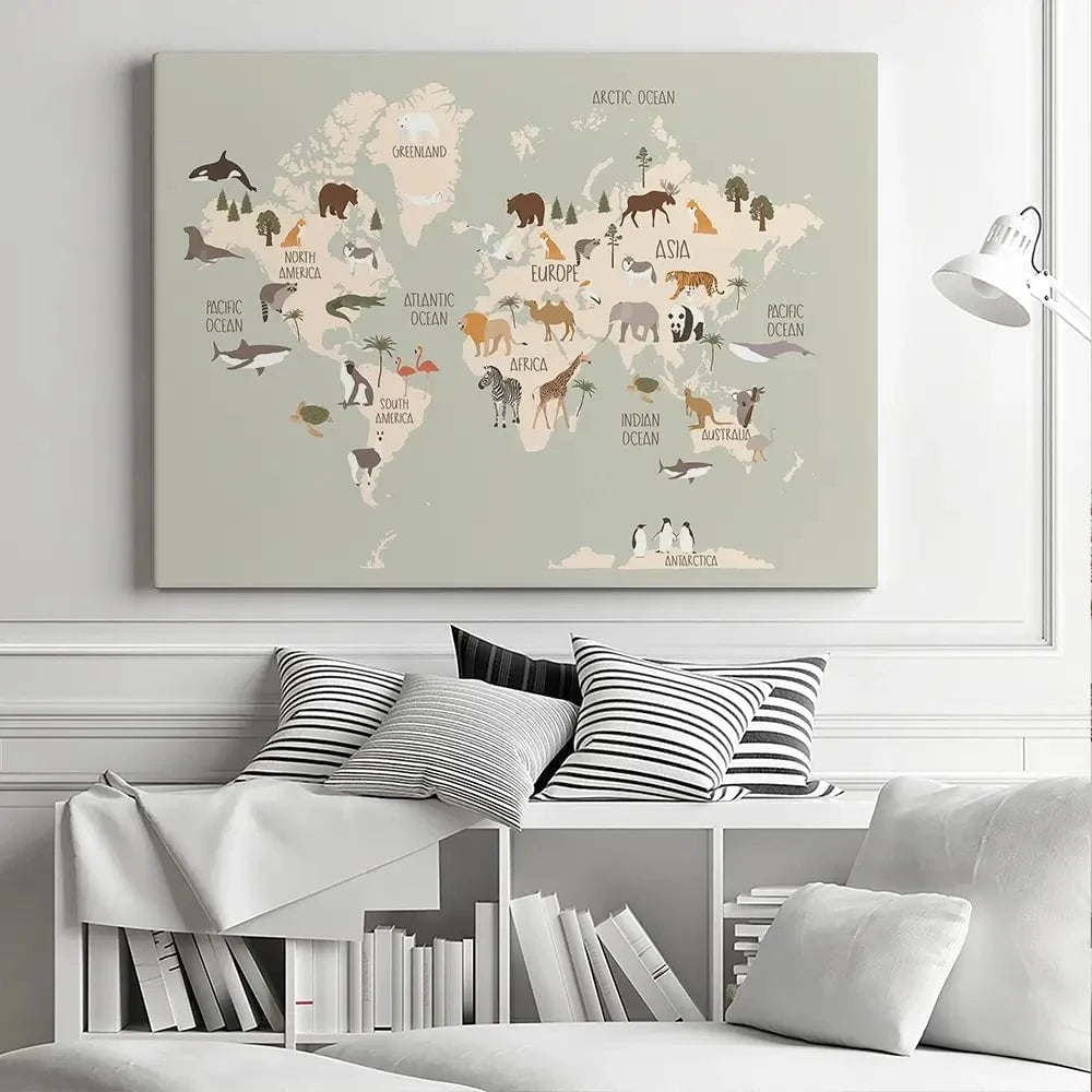 Nursery World Map Canvas Print Nursery World Map Canvas Print wall art product Treechild
