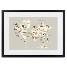 Nursery World Map Framed Art Print Nursery World Map Framed Art Print wall art product Treechild