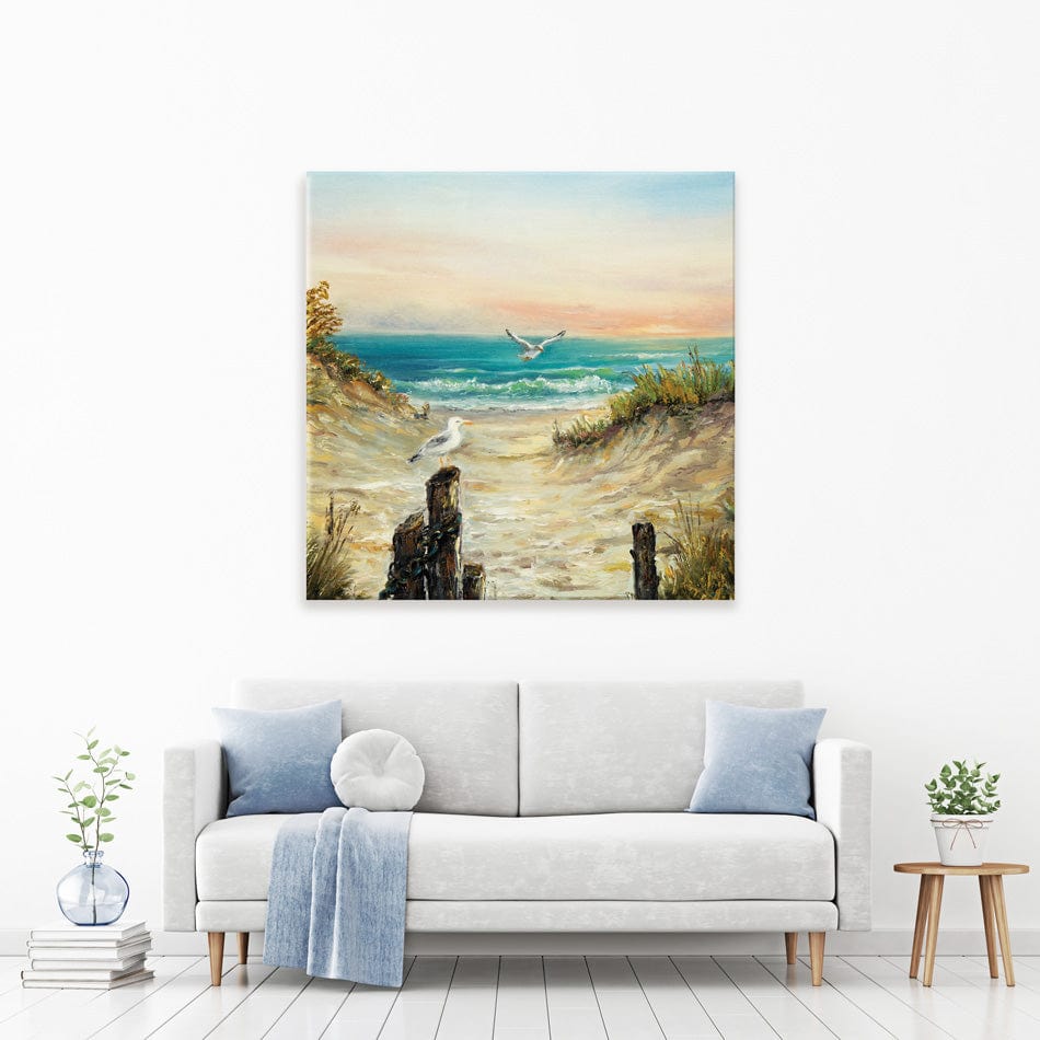 Ocean Beach Dunes Square Canvas Print wall art product Boyan Dimitrov / Shutterstock