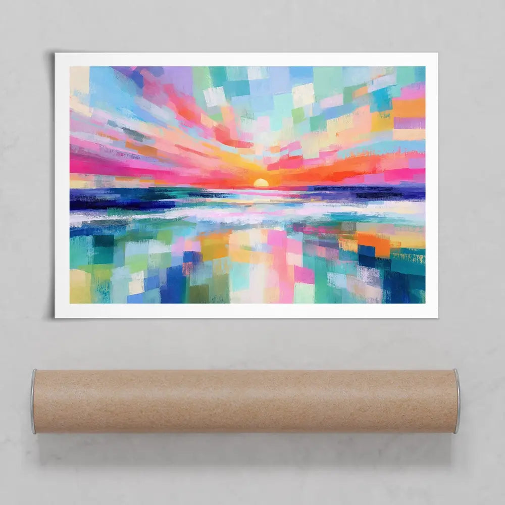 Ocean Sunset Mosaic Art Print Ocean Sunset Mosaic Art Print wall art product Chromatic Storm Studio
