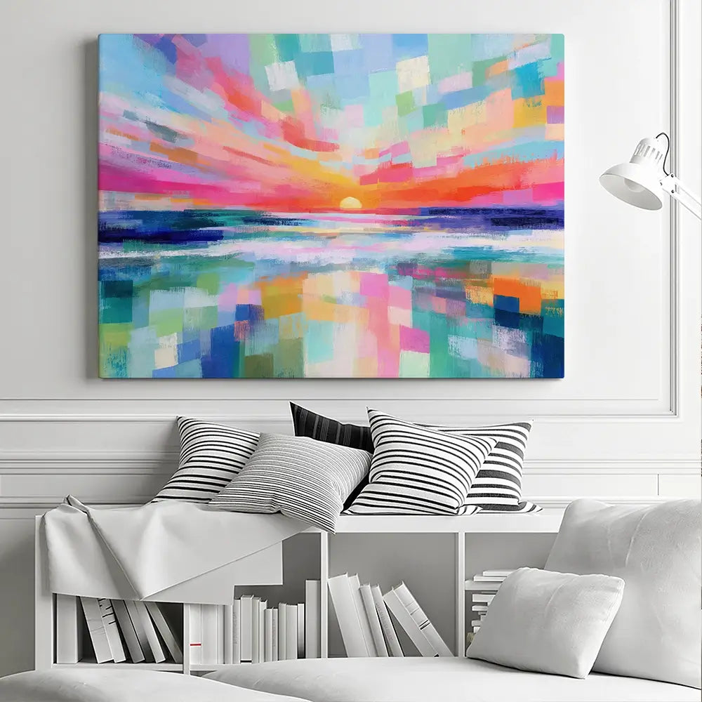 Ocean Sunset Mosaic Canvas Print Ocean Sunset Mosaic Canvas Print wall art product Chromatic Storm Studio