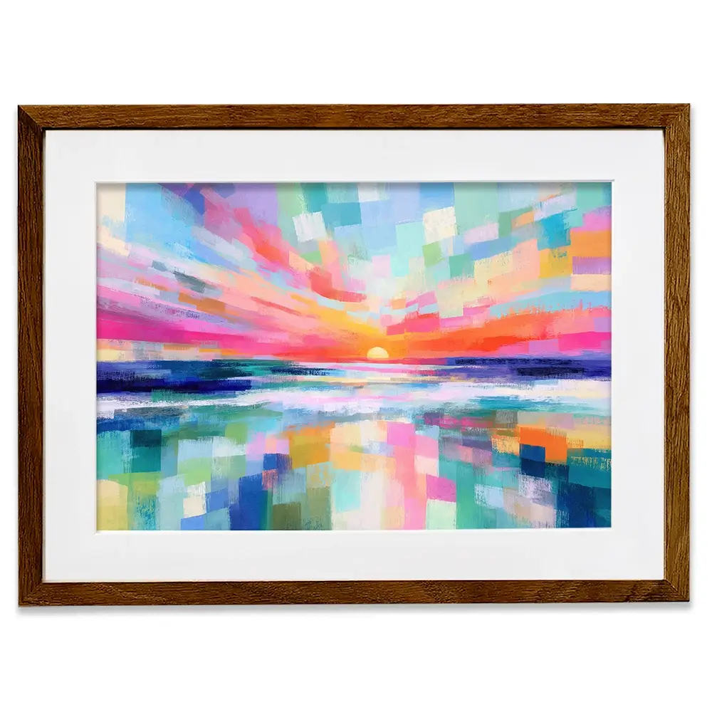 Ocean Sunset Mosaic Framed Art Print Ocean Sunset Mosaic Framed Art Print wall art product Chromatic Storm Studio