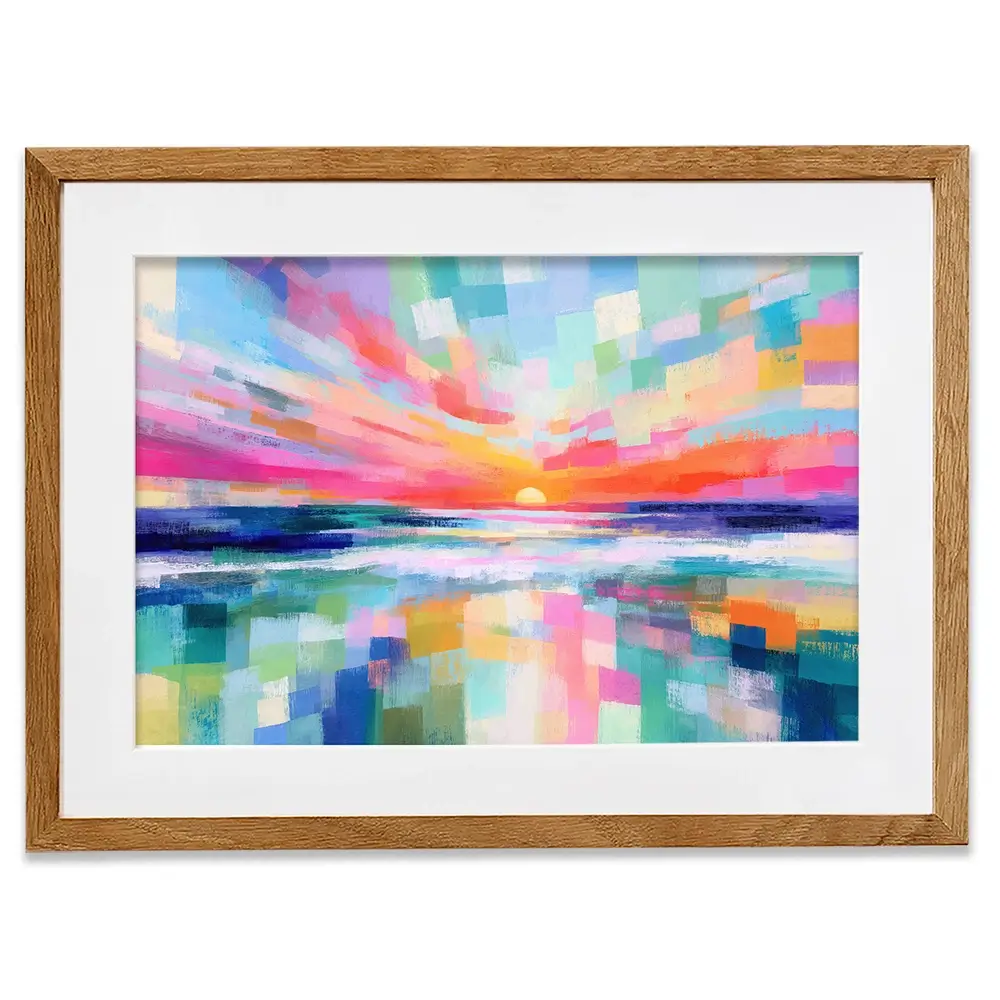 Ocean Sunset Mosaic Framed Art Print Ocean Sunset Mosaic Framed Art Print wall art product Chromatic Storm Studio