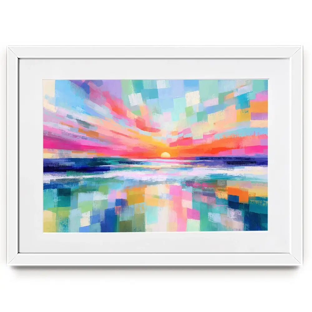 Ocean Sunset Mosaic Framed Art Print Ocean Sunset Mosaic Framed Art Print wall art product Chromatic Storm Studio