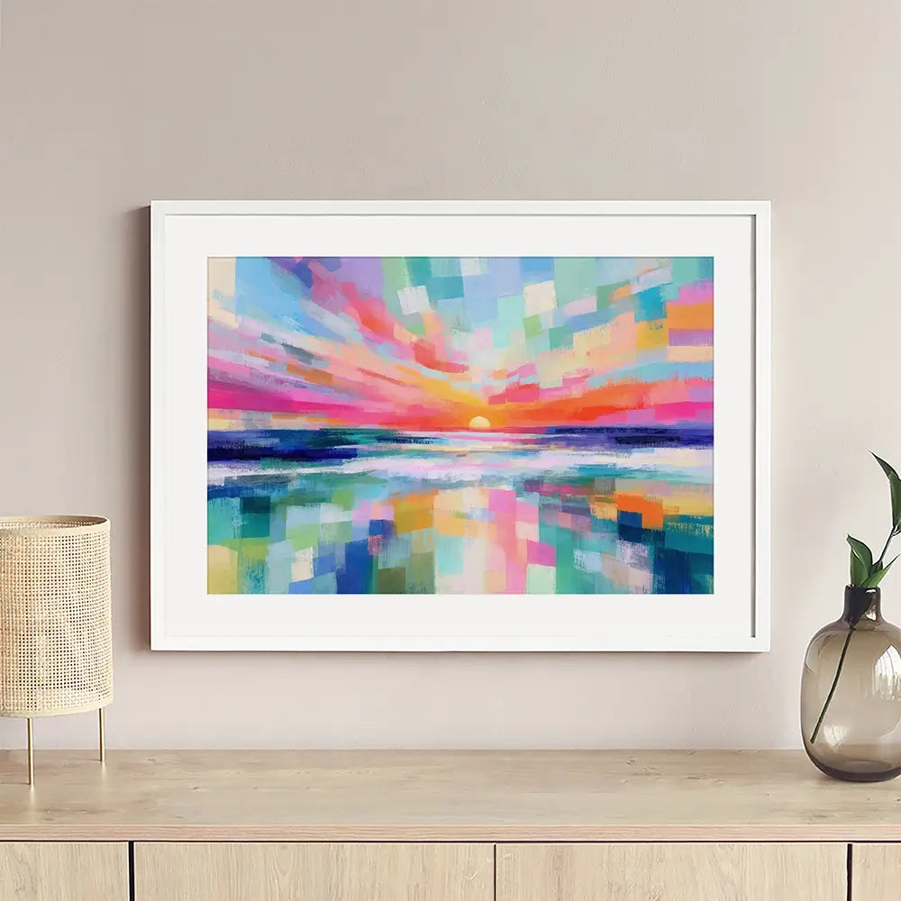 Ocean Sunset Mosaic Framed Art Print Ocean Sunset Mosaic Framed Art Print wall art product Chromatic Storm Studio
