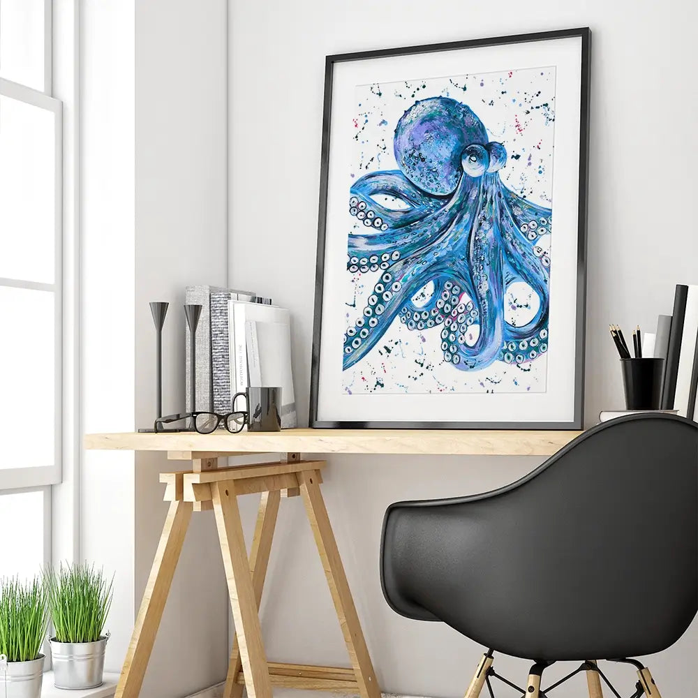 Octopus Splash Framed Art Print Octopus Splash Framed Art Print wall art product Emma LC Art