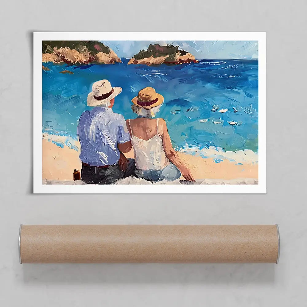 Old Couple At The Beach Art Print Old Couple At The Beach Art Print wall art product Elena Avanesova