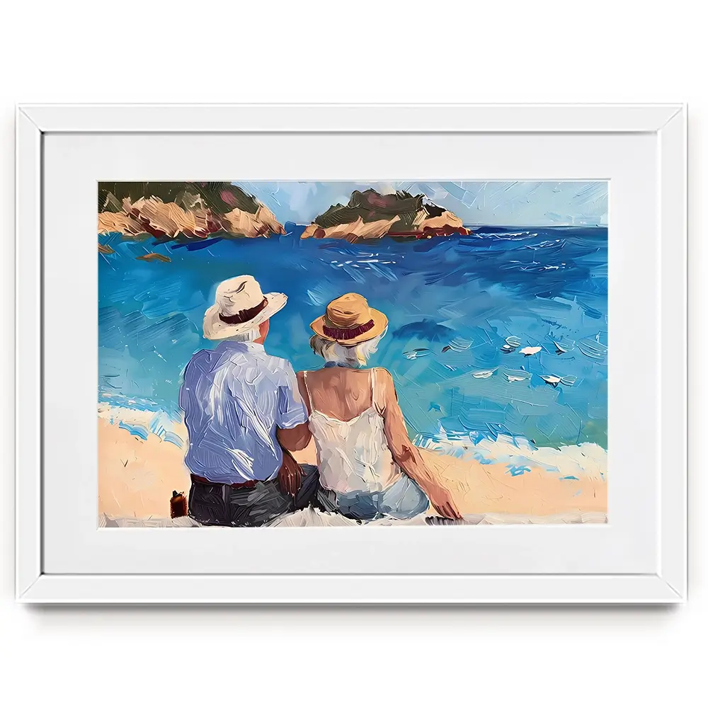 Old Couple At The Beach Framed Art Print Old Couple At The Beach Framed Art Print wall art product Elena Avanesova