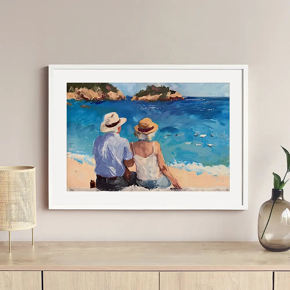 Old Couple At The Beach Framed Art Print Old Couple At The Beach Framed Art Print wall art product Elena Avanesova