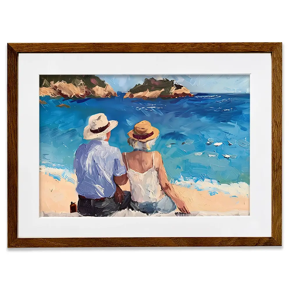 Old Couple At The Beach Framed Art Print Old Couple At The Beach Framed Art Print wall art product Elena Avanesova