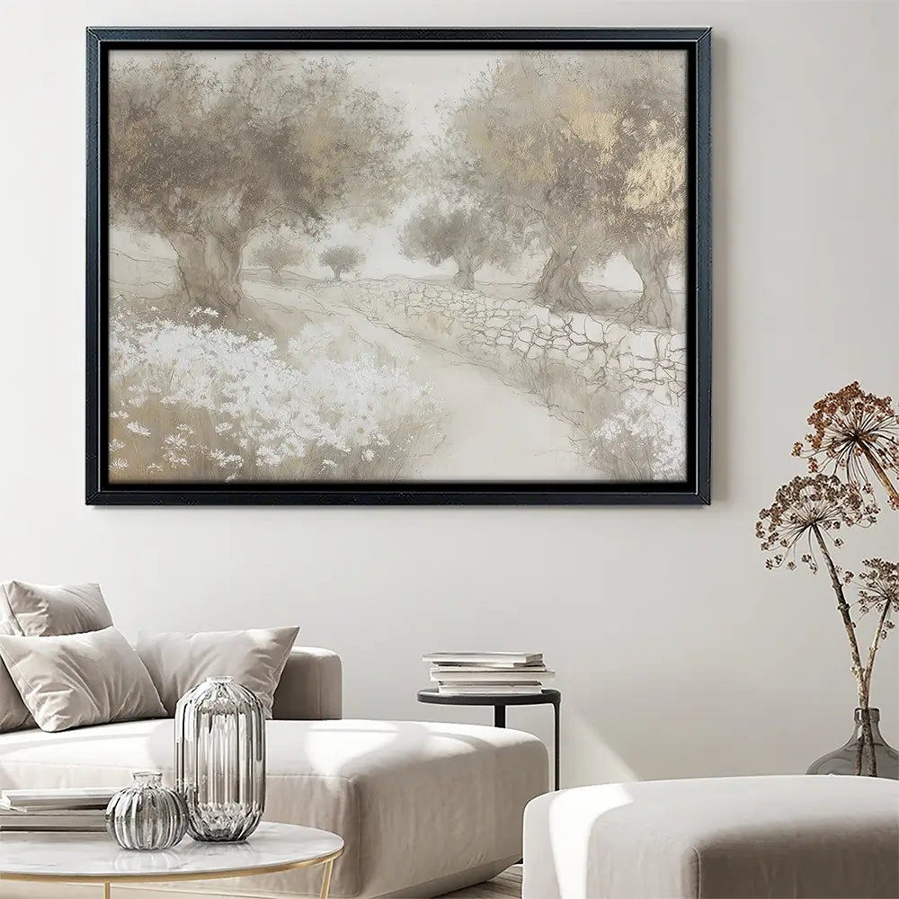 Olive Path With Stones Canvas Print Olive Path With Stones Canvas Print wall art product Chromatic Storm Studio