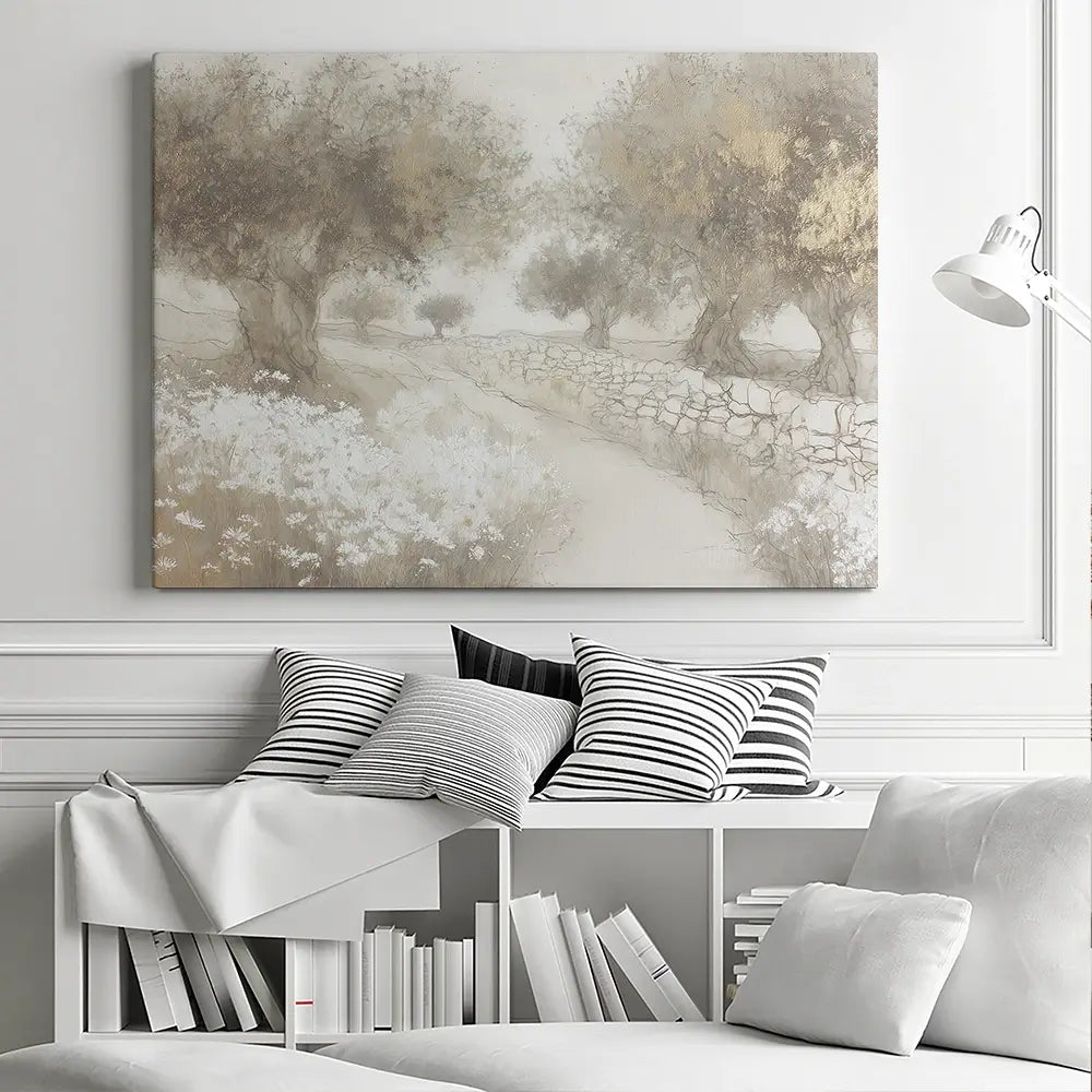 Olive Path With Stones Canvas Print Olive Path With Stones Canvas Print wall art product Chromatic Storm Studio