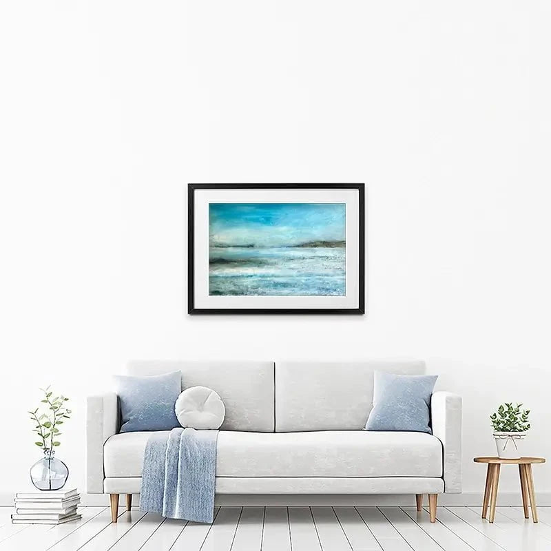 One Sail In A Large Blue Framed Art Print One Sail In A Large Blue Framed Art Print wall art product Craig Askew