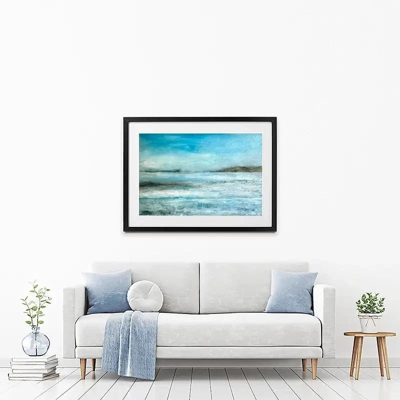 One Sail In A Large Blue Framed Art Print One Sail In A Large Blue Framed Art Print wall art product Craig Askew