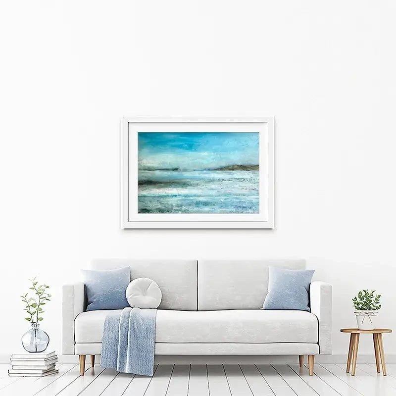 One Sail In A Large Blue Framed Art Print One Sail In A Large Blue Framed Art Print wall art product Craig Askew