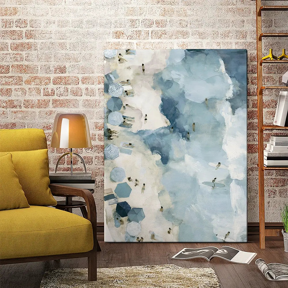 Open Beach Umbrella View Canvas Print Open Beach Umbrella View Canvas Print wall art product Chromatic Storm Studio
