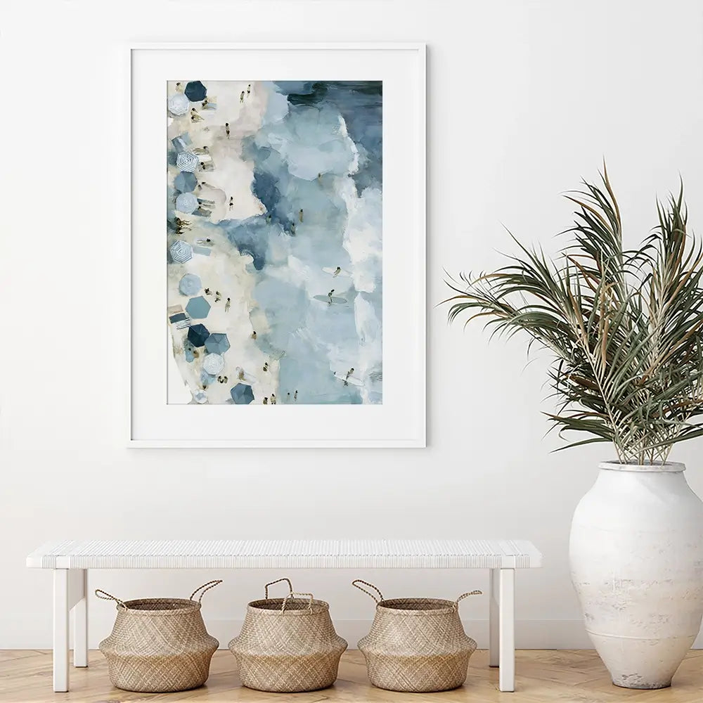 Open Beach Umbrella View Framed Art Print Open Beach Umbrella View Framed Art Print wall art product Chromatic Storm Studio
