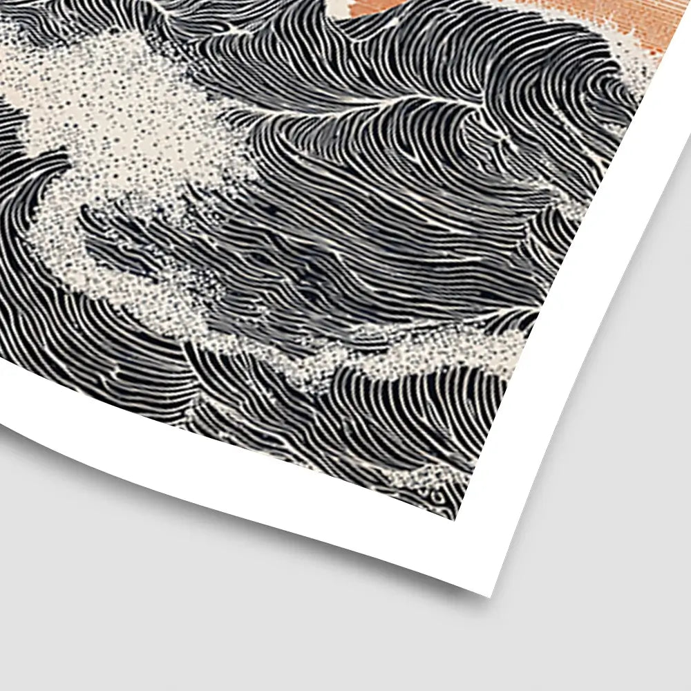 Orange Moon And The Waves Art Print Orange Moon And The Waves Art Print wall art product IAmHomeStudio
