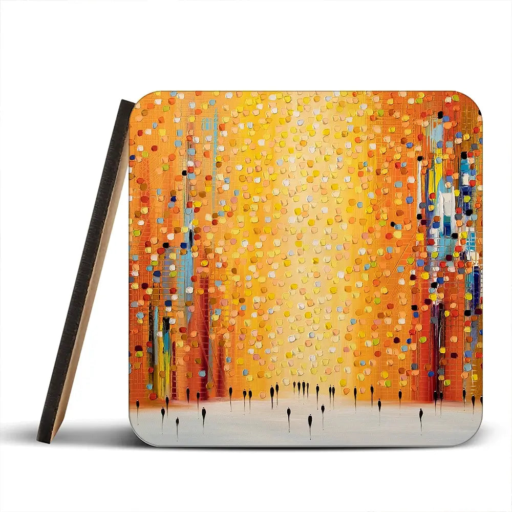 Orange Sunset Stroll Coaster Set Orange Sunset Stroll Coaster Set wall art product Ekaterina Ermilkina