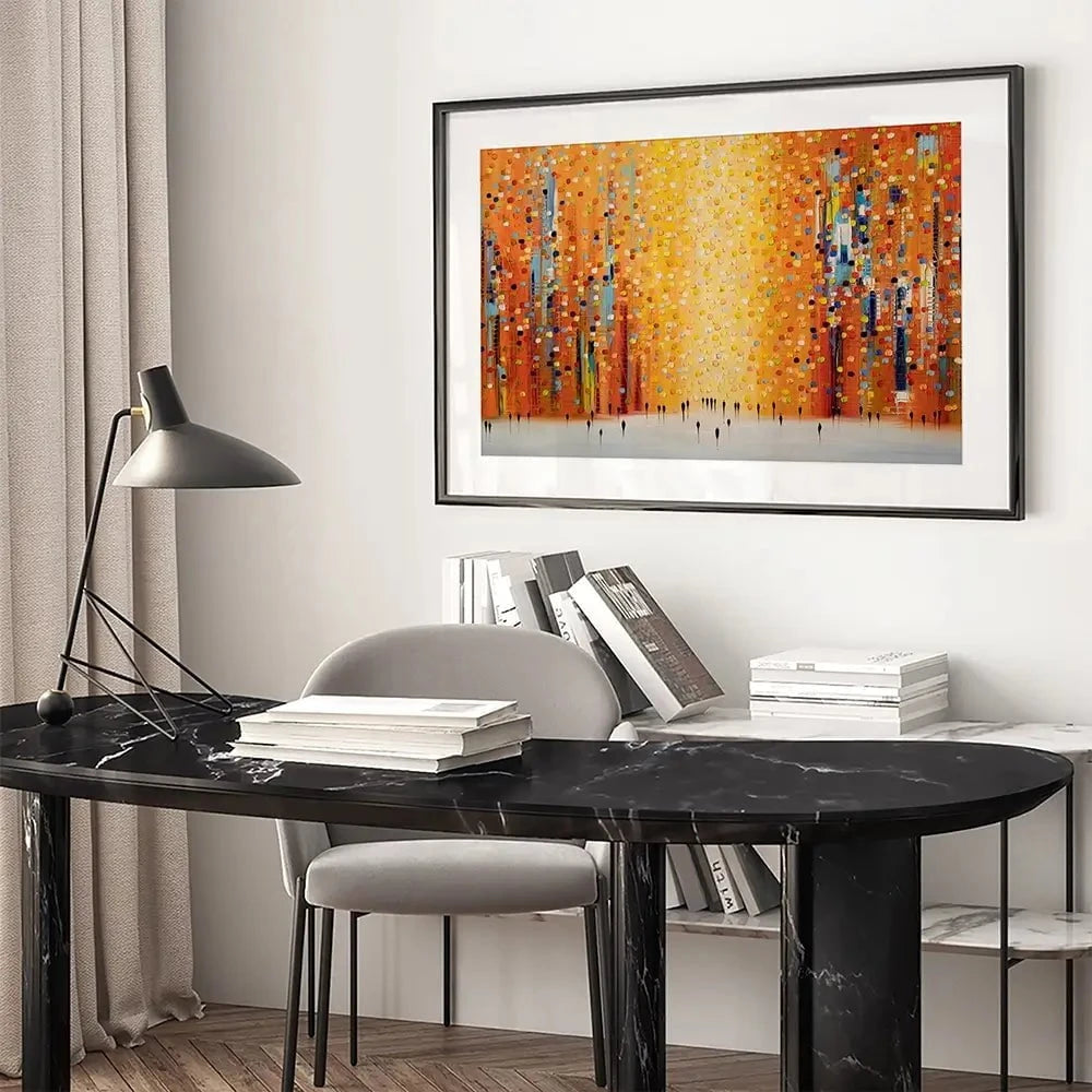 Orange Sunset Stroll Framed Art Print Orange Sunset Stroll Framed Art Print wall art product Ekaterina Ermilkina