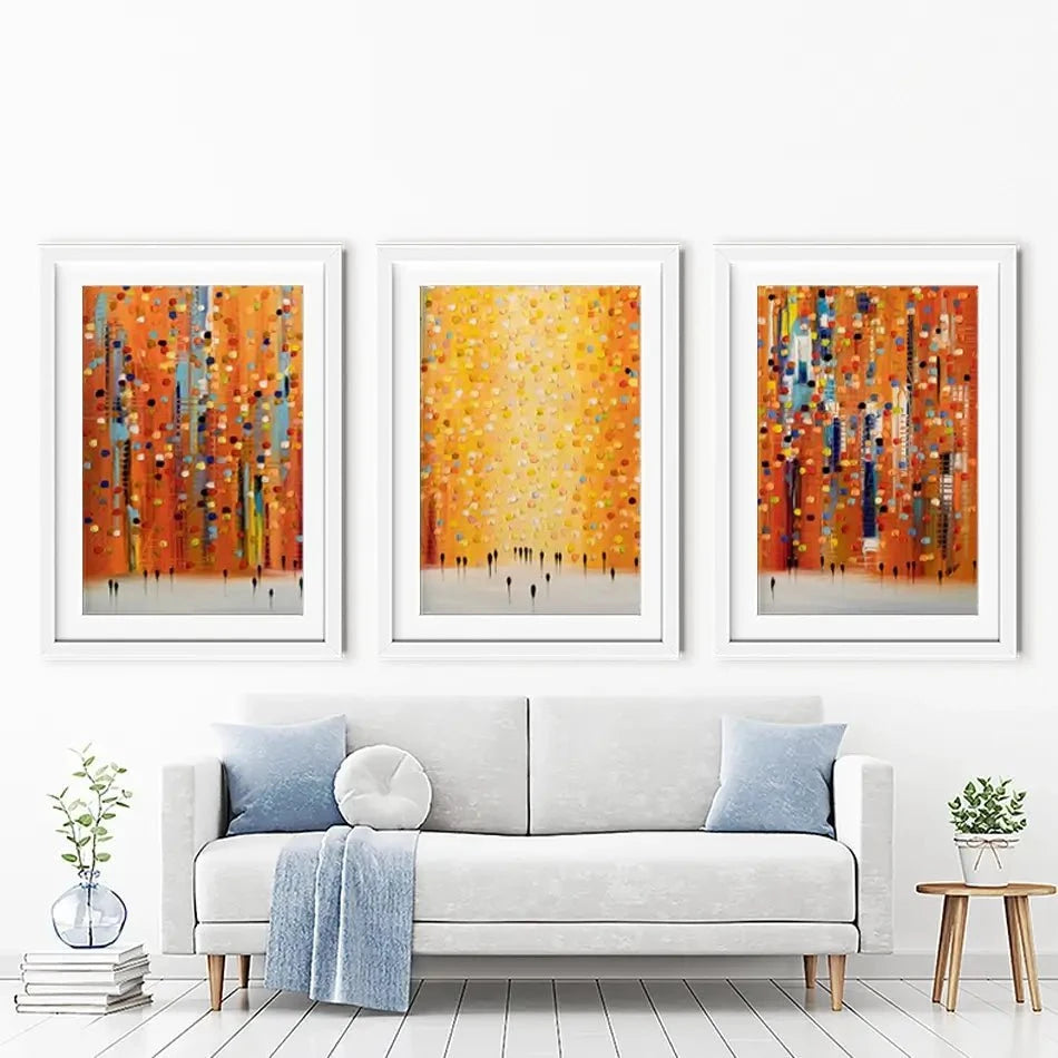 Orange Sunset Stroll Framed Art Print Trio Orange Sunset Stroll Framed Art Print Trio wall art product Ekaterina Ermilkina