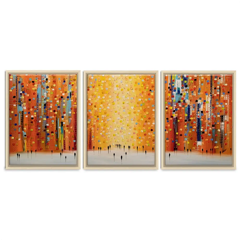 Orange Sunset Stroll Trio Canvas Print Orange Sunset Stroll Trio Canvas Print wall art product Ekaterina Ermilkina