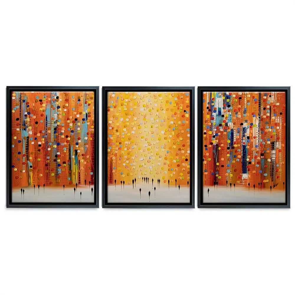 Orange Sunset Stroll Trio Canvas Print Orange Sunset Stroll Trio Canvas Print wall art product Ekaterina Ermilkina