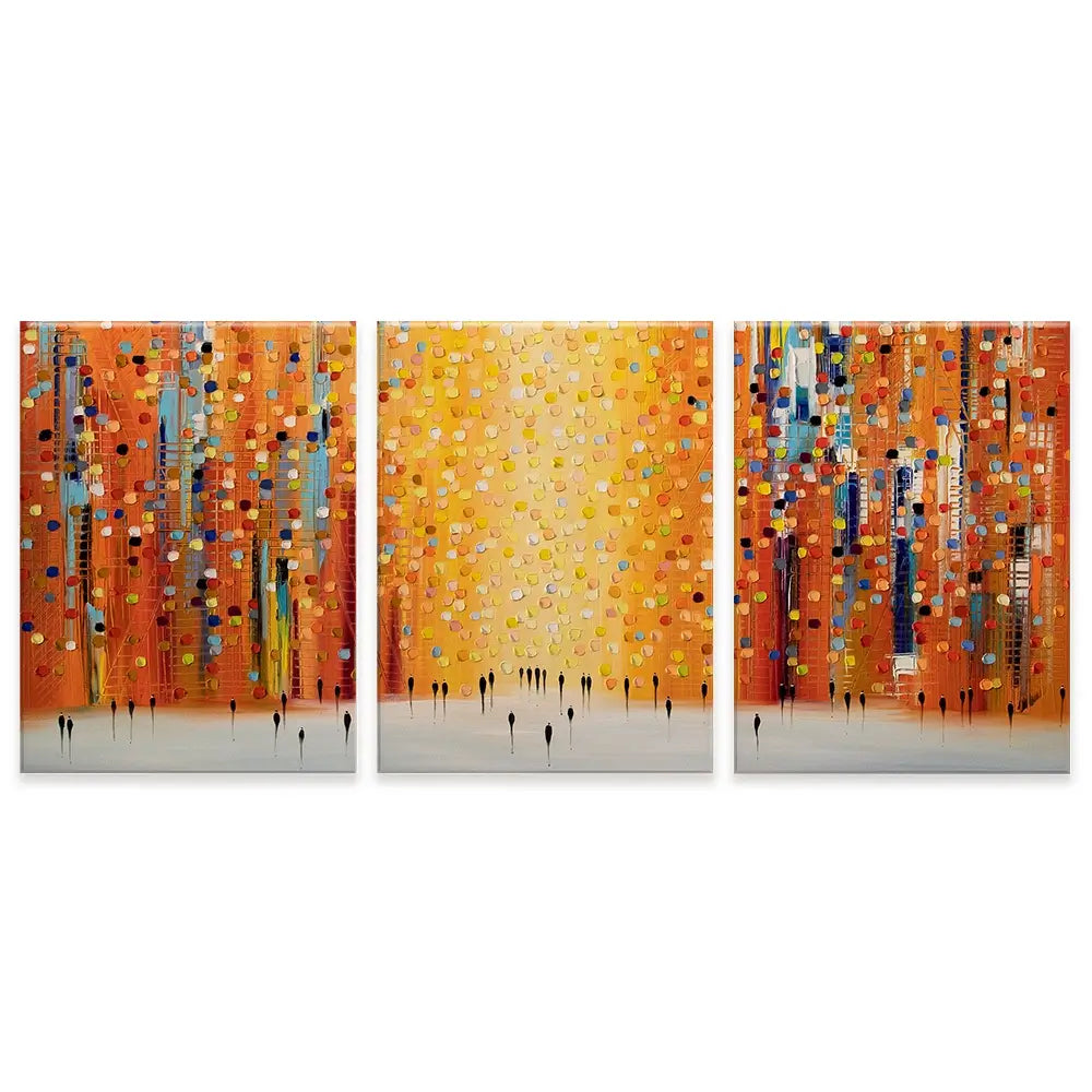 Orange Sunset Stroll Trio Canvas Print Orange Sunset Stroll Trio Canvas Print wall art product Ekaterina Ermilkina
