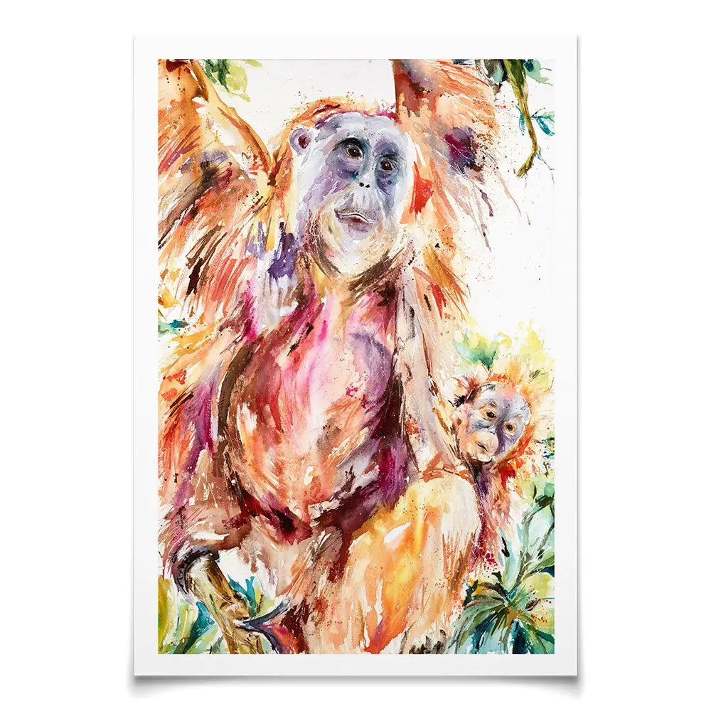 Orangutan Mum And Baby Art Print Orangutan Mum And Baby Art Print wall art product Nicola Jane Rowles