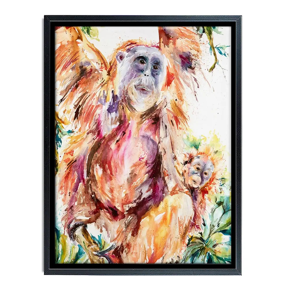 Orangutan Mum And Baby Canvas Print Orangutan Mum And Baby Canvas Print wall art product Nicola Jane Rowles