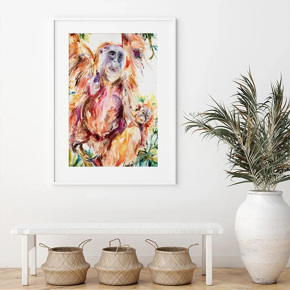 Orangutan Mum And Baby Framed Art Print Orangutan Mum And Baby Framed Art Print wall art product Nicola Jane Rowles