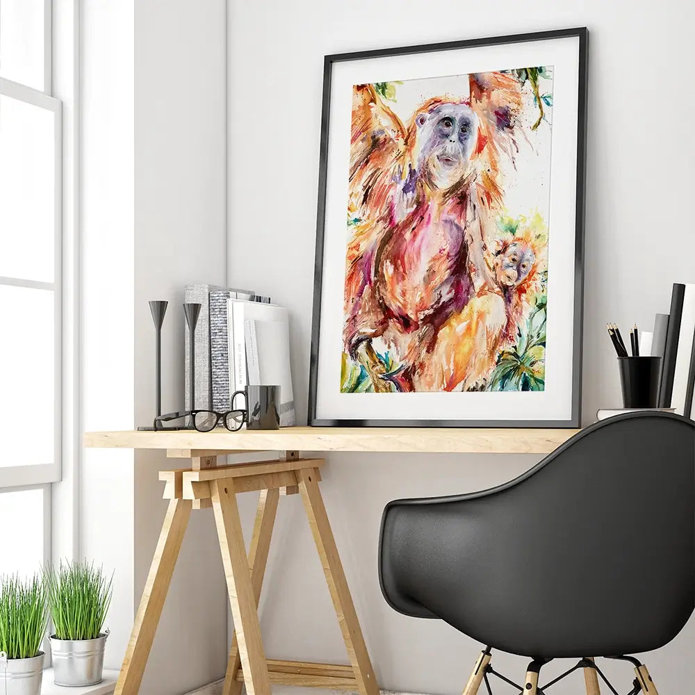 Orangutan Mum And Baby Framed Art Print Orangutan Mum And Baby Framed Art Print wall art product Nicola Jane Rowles