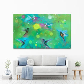 Orbs And Hummingbirds Canvas Print Orbs And Hummingbirds Canvas Print wall art product Laure Bury