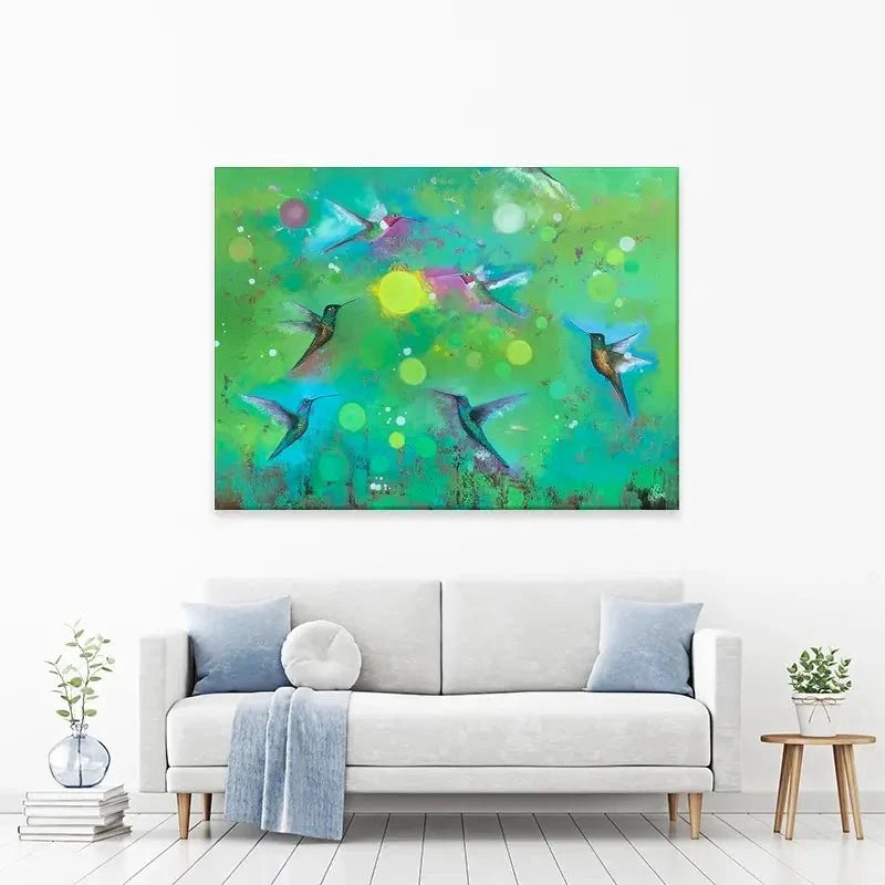 Orbs And Hummingbirds Canvas Print Orbs And Hummingbirds Canvas Print wall art product Laure Bury