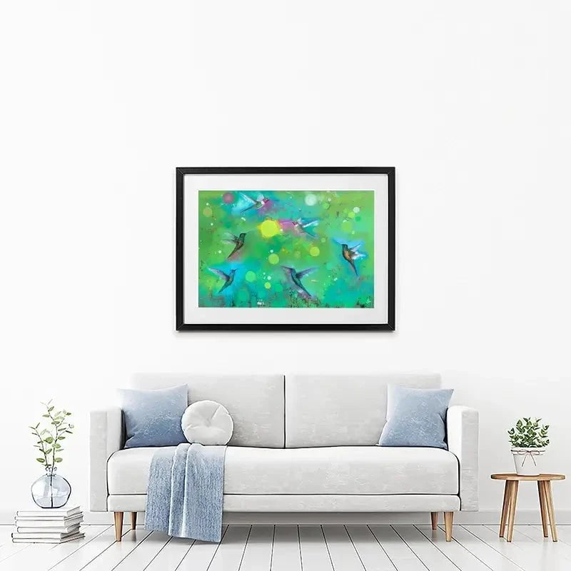 Orbs And Hummingbirds Framed Art Print Orbs And Hummingbirds Framed Art Print wall art product Laure Bury