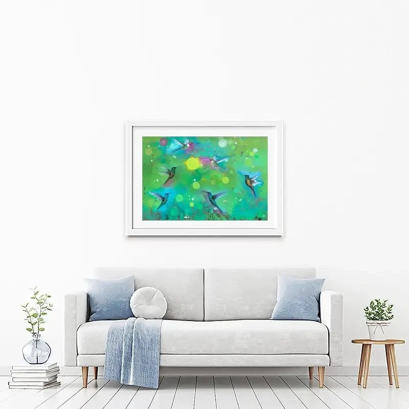 Orbs And Hummingbirds Framed Art Print Orbs And Hummingbirds Framed Art Print wall art product Laure Bury