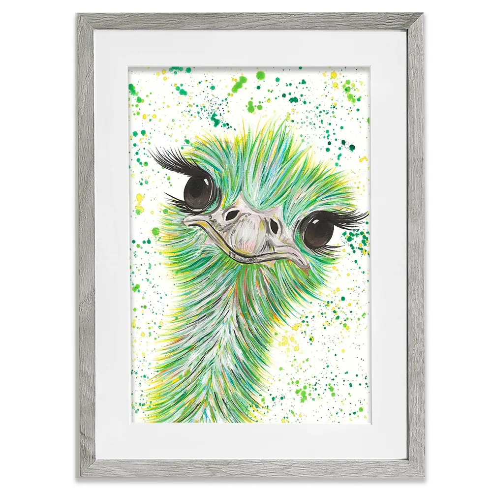 Ostrich Frank Framed Art Print Ostrich Frank Framed Art Print wall art product Emma LC Art