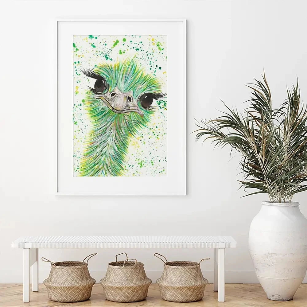 Ostrich Frank Framed Art Print Ostrich Frank Framed Art Print wall art product Emma LC Art