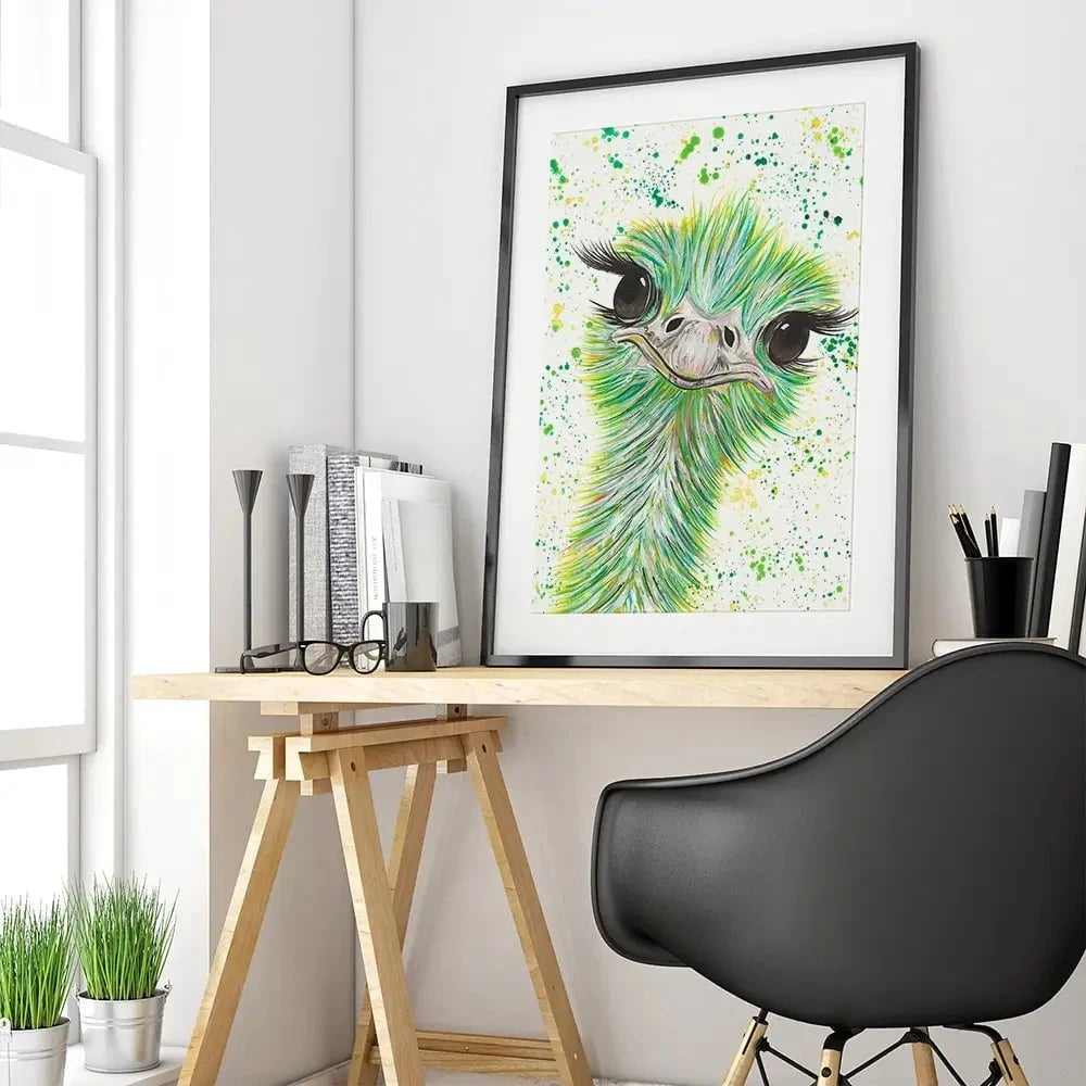 Ostrich Frank Framed Art Print Ostrich Frank Framed Art Print wall art product Emma LC Art