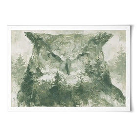 Owl And The Pine Forest Art Print Owl And The Pine Forest Art Print wall art product Chromatic Storm Studio