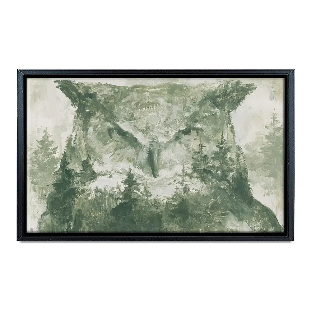 Owl And The Pine Forest Canvas Print Owl And The Pine Forest Canvas Print wall art product Chromatic Storm Studio