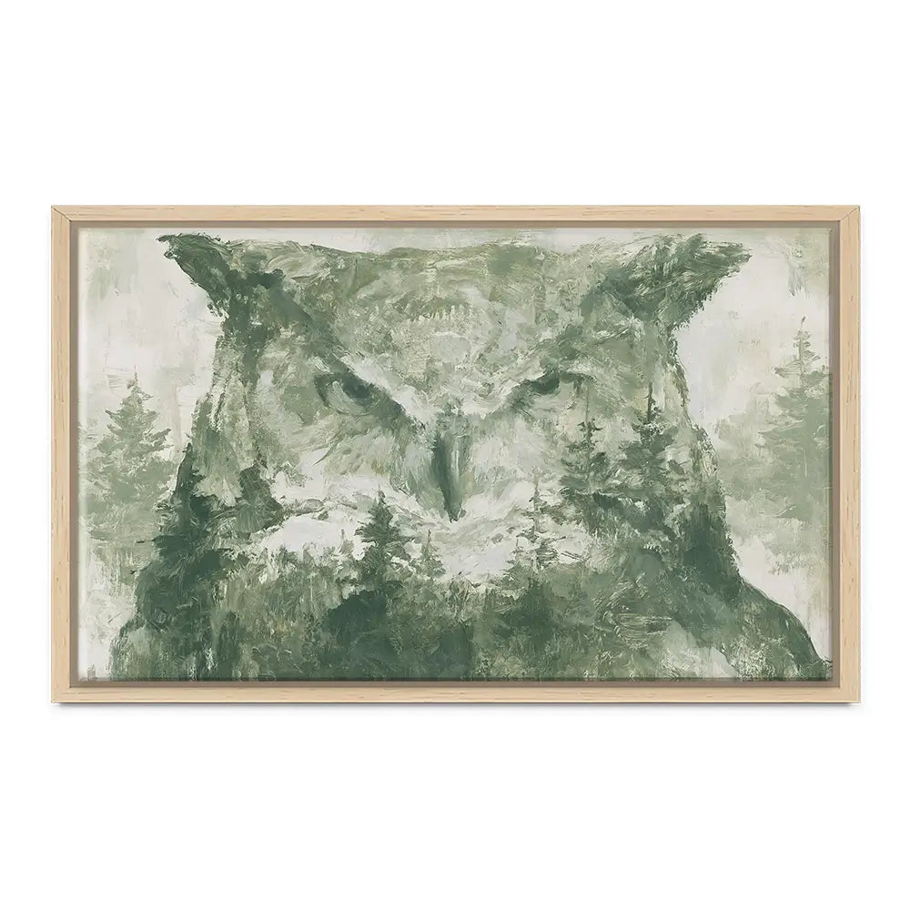 Owl And The Pine Forest Canvas Print Owl And The Pine Forest Canvas Print wall art product Chromatic Storm Studio