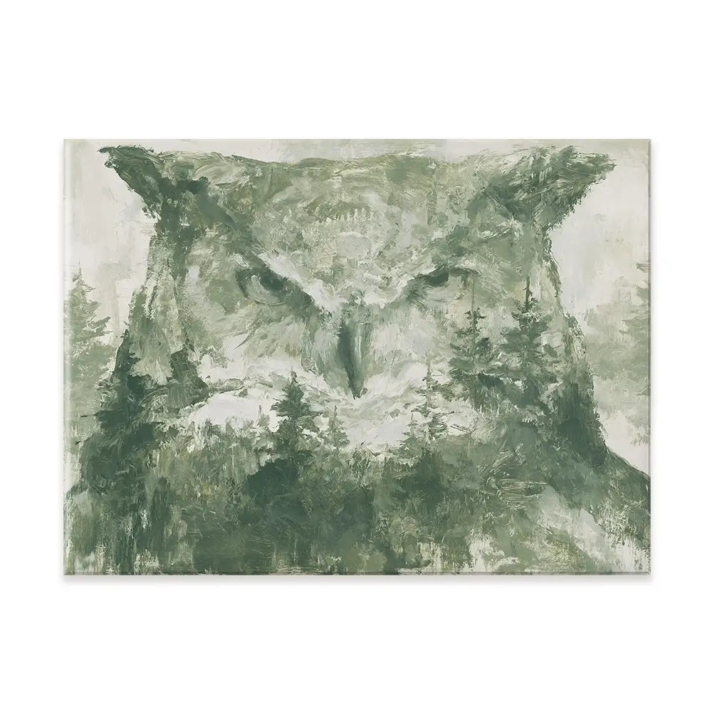 Owl And The Pine Forest Canvas Print Owl And The Pine Forest Canvas Print wall art product Chromatic Storm Studio