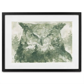 Owl And The Pine Forest Framed Art Print Owl And The Pine Forest Framed Art Print wall art product Chromatic Storm Studio