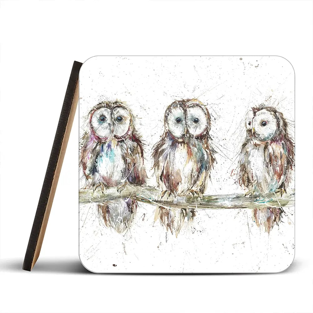 Owl Family Coaster Set Owl Family Coaster Set wall art product Art Print Shop