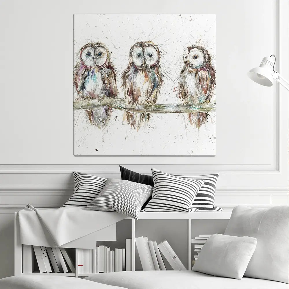 Owl Family Square Canvas Print Owl Family Square Canvas Print wall art product Art Print Shop