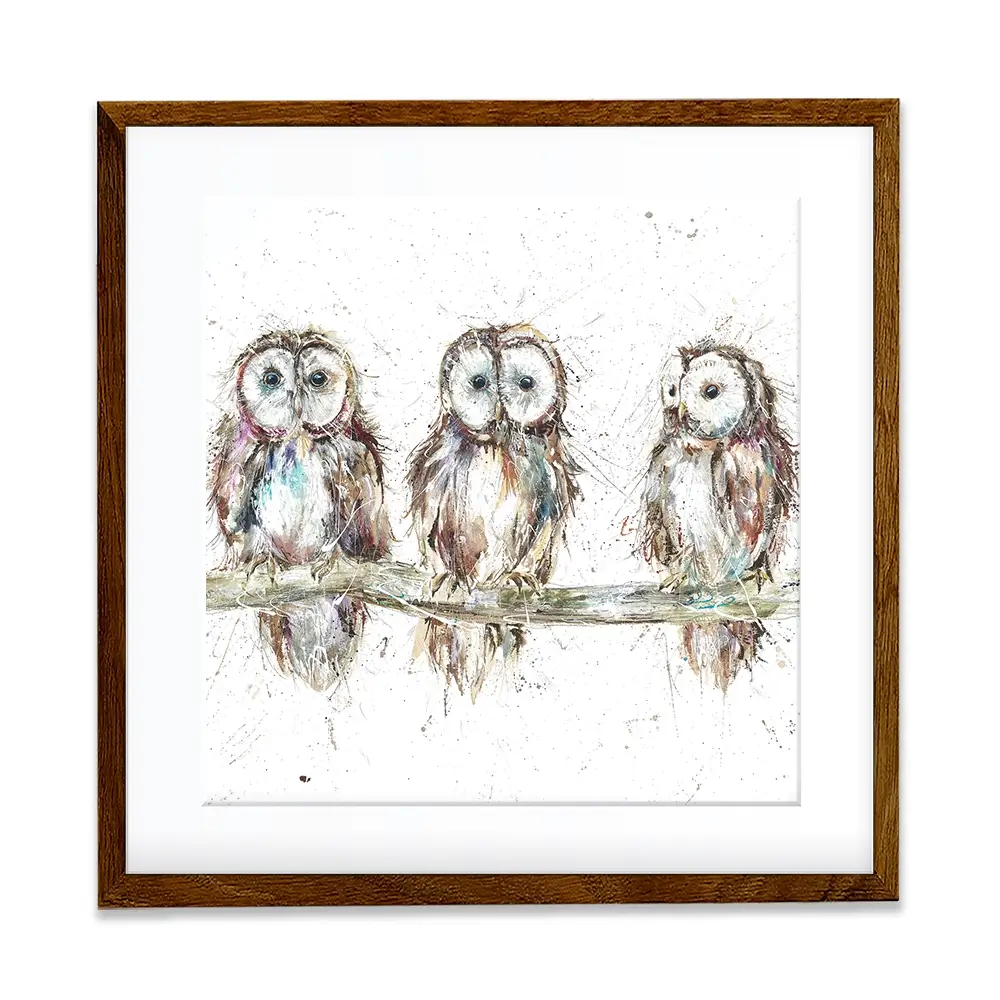 Owl Family Square Framed Art Print Owl Family Square Framed Art Print wall art product Art Print Shop